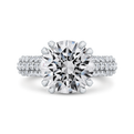 14K White Gold Three Row Round Diamond Engagement Ring (Semi-Mount)