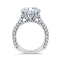 14K White Gold Three Row Round Diamond Engagement Ring (Semi-Mount)