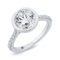 14K White Gold Bezel Set Diamond Wedding Band with Round Shank (Semi-Mount)
