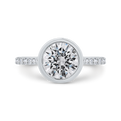 14K White Gold Bezel Set Diamond Wedding Band with Round Shank (Semi-Mount)