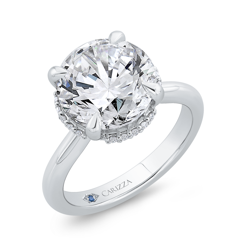 14K White Gold Round Diamond Solitaire Plus Engagement Ring  (Semi-Mount)