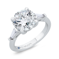 14K White Gold Three Stone Diamond Engagement Ring (Semi-Mount)