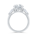 14K White Gold Three Stone Diamond Engagement Ring (Semi-Mount)
