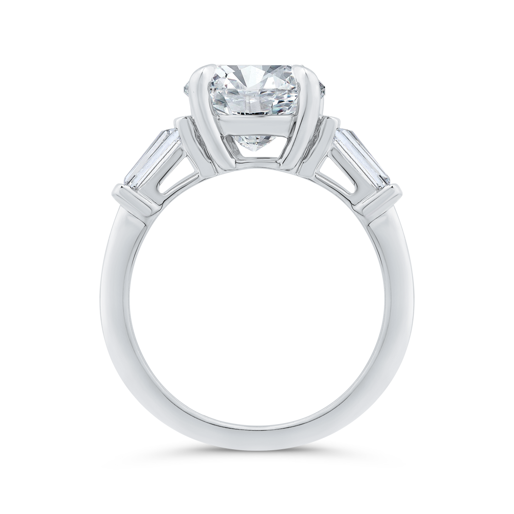 14K White Gold Three Stone Diamond Engagement Ring (Semi-Mount)
