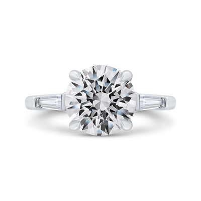 14K White Gold Three Stone Diamond Engagement Ring (Semi-Mount)