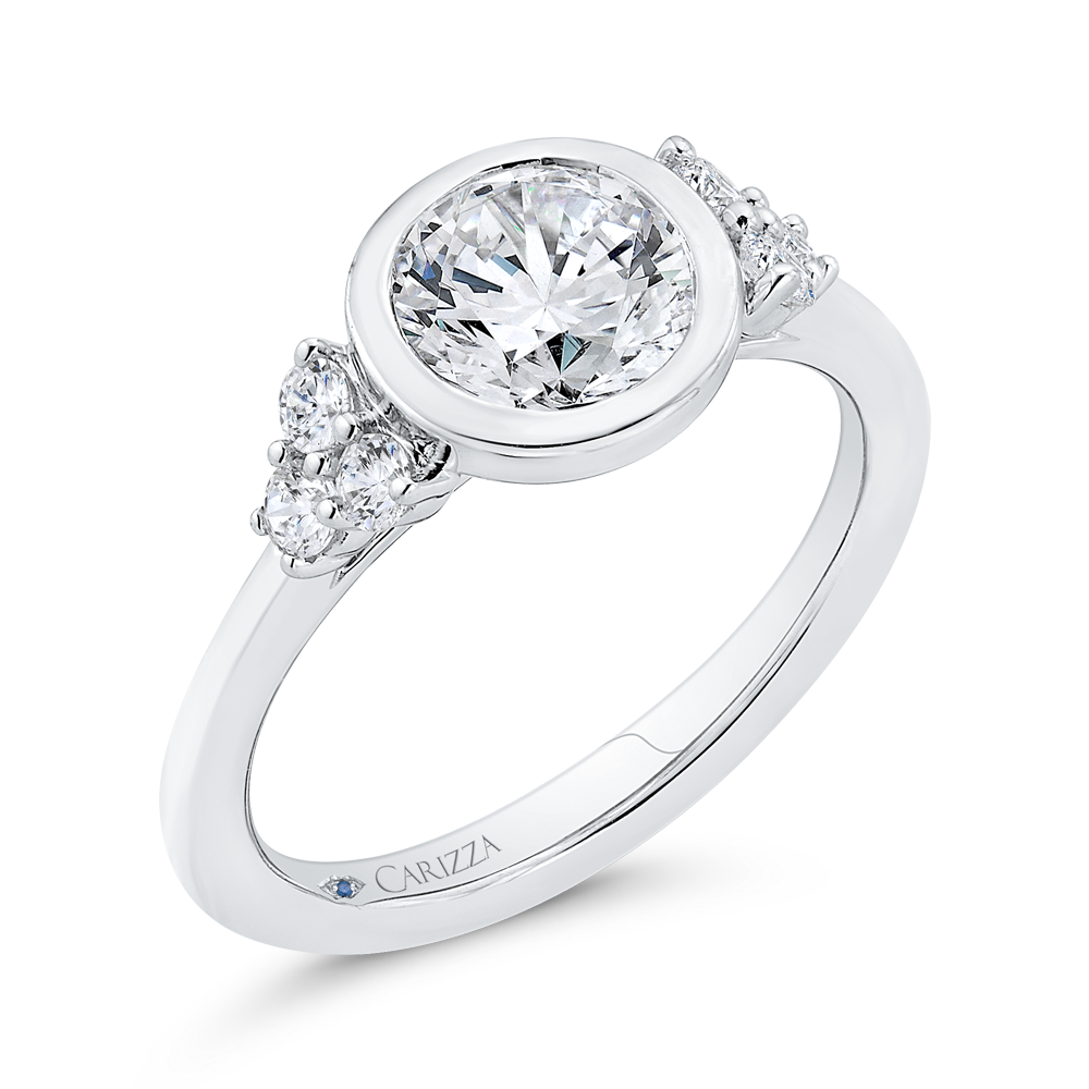 14K White Gold Bezel Set Diamond Engagement Ring  (Semi-Mount)