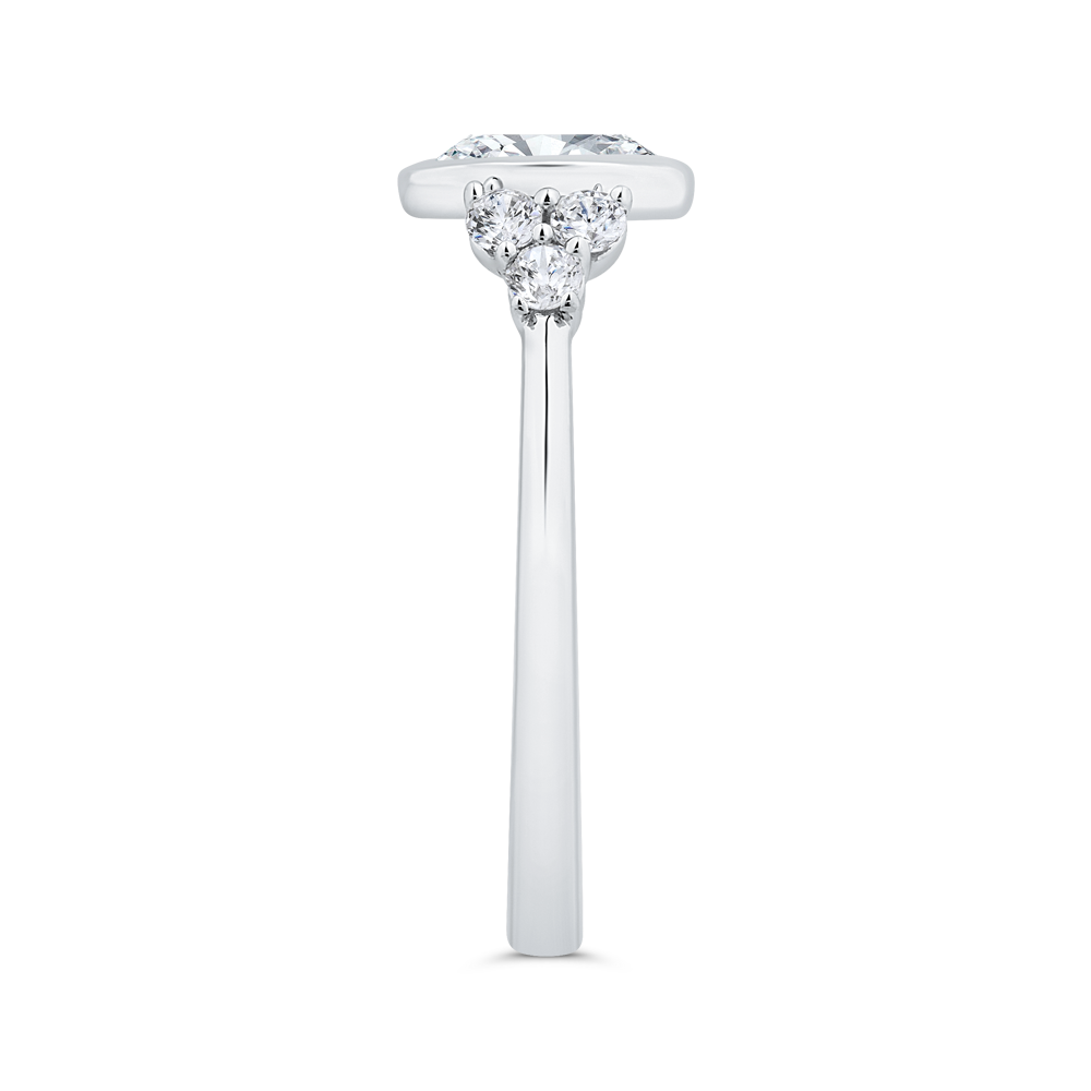 14K White Gold Bezel Set Diamond Engagement Ring  (Semi-Mount)