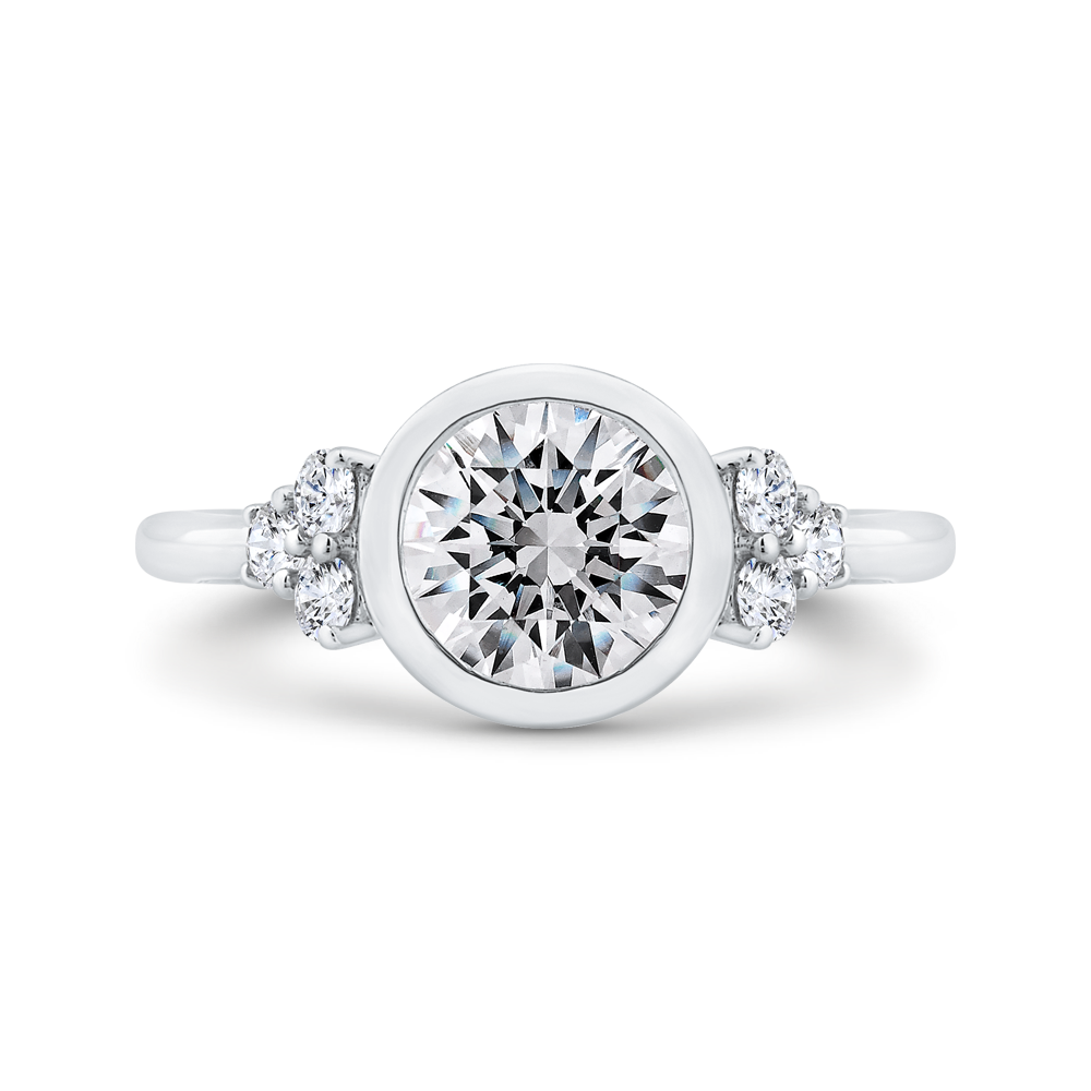 14K White Gold Bezel Set Diamond Engagement Ring  (Semi-Mount)