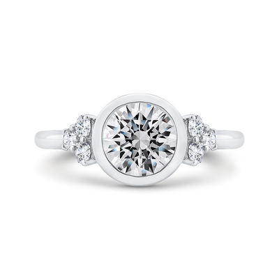 14K White Gold Bezel Set Diamond Engagement Ring  (Semi-Mount)