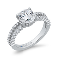 Round Diamond Engagement Ring In 14K White Gold with Split Shank (Semi-Mount)