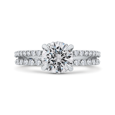 Round Diamond Engagement Ring In 14K White Gold with Split Shank (Semi-Mount)