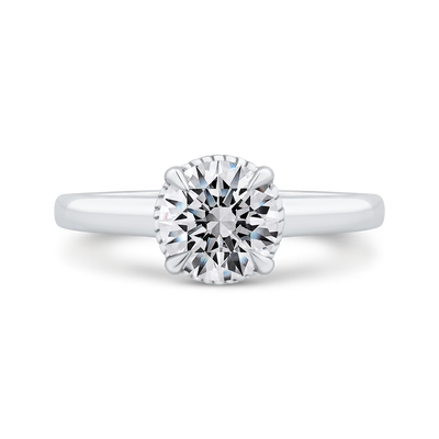 14K White Gold Round Cut Diamond Solitaire Engagement Ring (Semi-Mount)