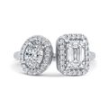 14K White Gold Two stone Diamond Engagement Ring (Semi-Mount)