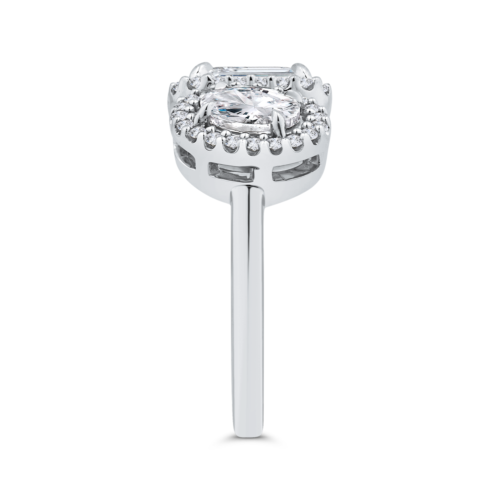 14K White Gold Two stone Diamond Engagement Ring (Semi-Mount)