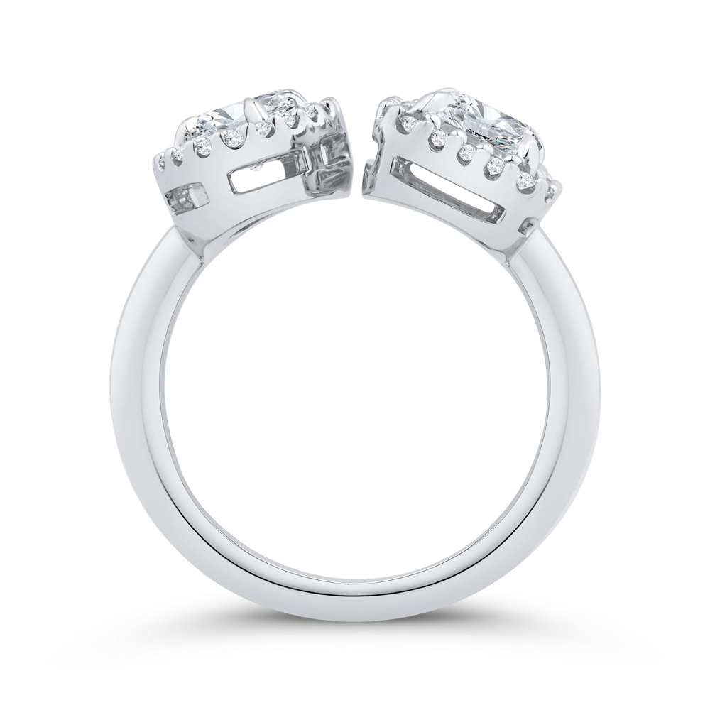 14K White Gold Two stone Diamond Engagement Ring (Semi-Mount)