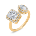 14K Yellow Gold Two stone Diamond Engagement Ring (Semi-Mount)