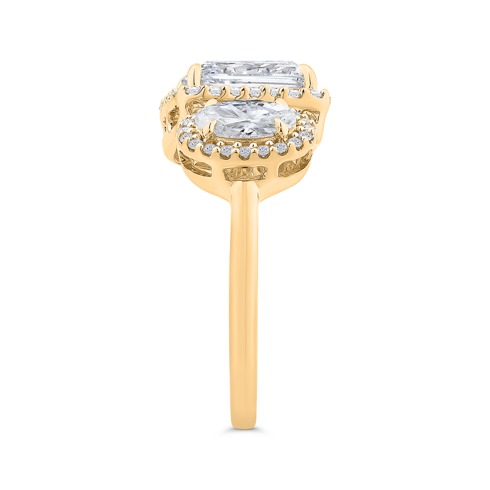 14K Yellow Gold Two stone Diamond Engagement Ring (Semi-Mount)