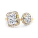 14K Yellow Gold Two stone Diamond Engagement Ring (Semi-Mount)
