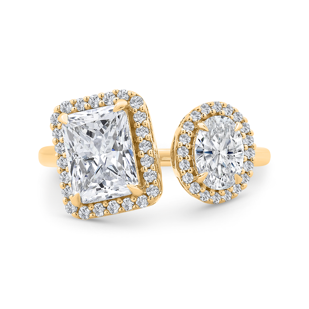 14K Yellow Gold Two stone Diamond Engagement Ring (Semi-Mount)