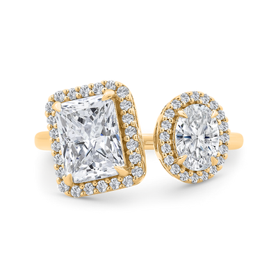14K Yellow Gold Two stone Diamond Engagement Ring (Semi-Mount)