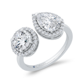 14K White Gold Two stone Diamond Engagement Ring (Semi-Mount)