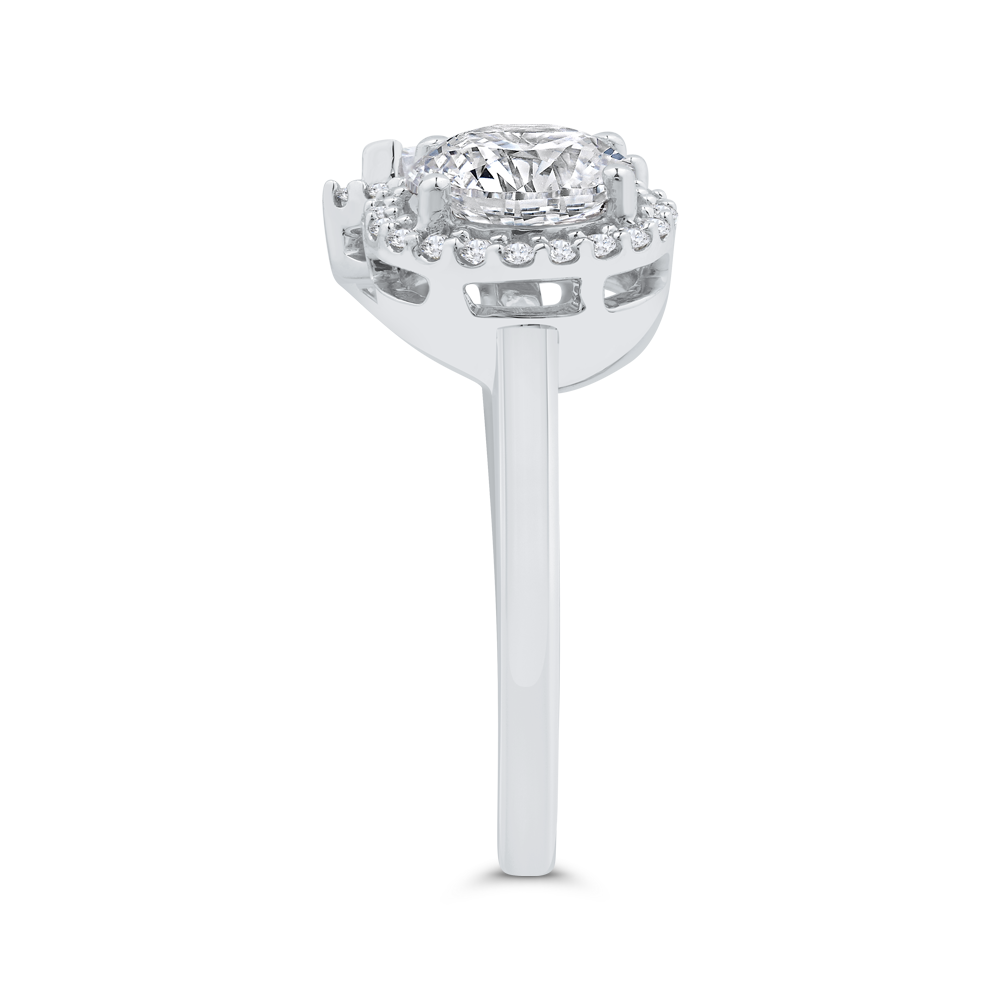 14K White Gold Two stone Diamond Engagement Ring (Semi-Mount)