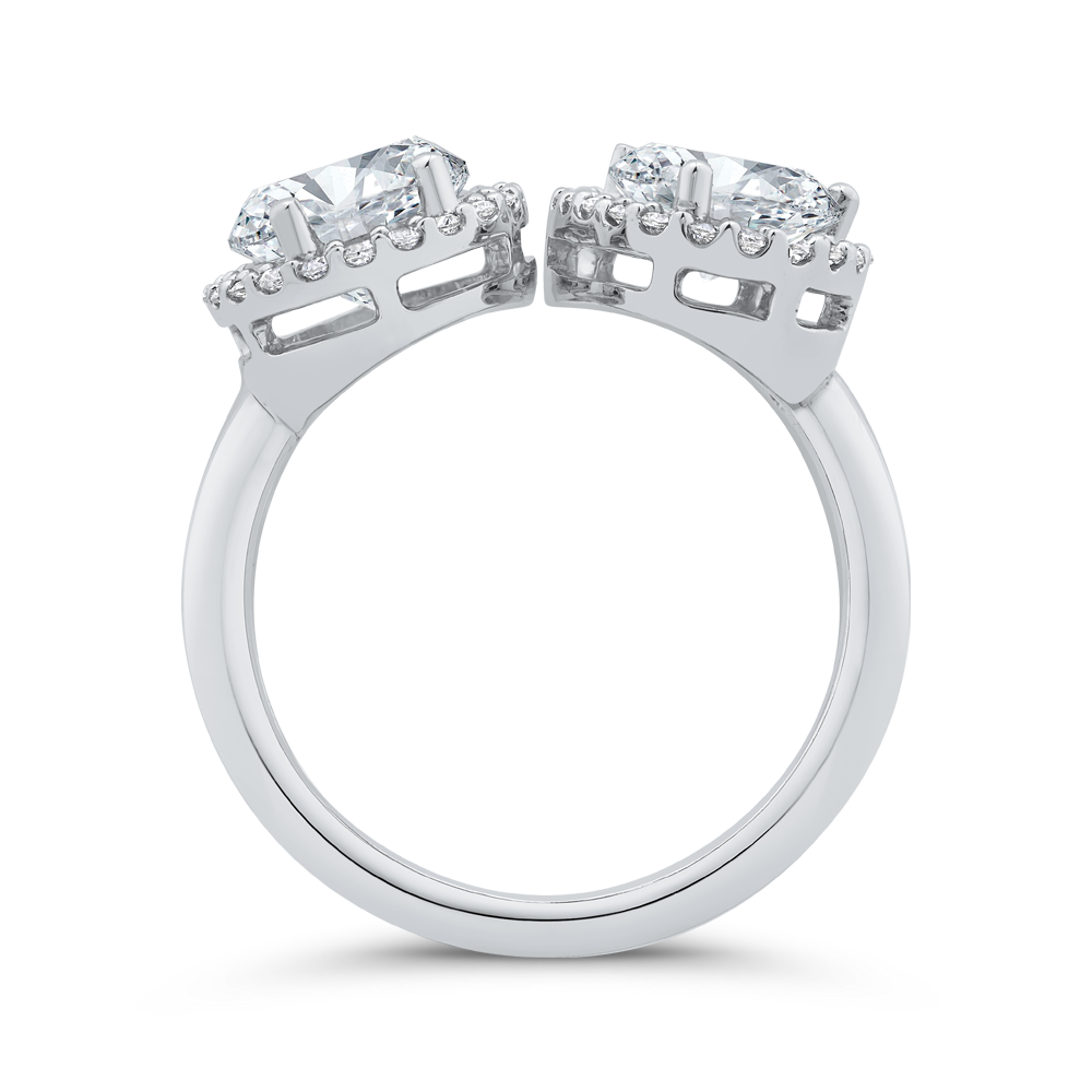 14K White Gold Two stone Diamond Engagement Ring (Semi-Mount)