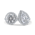 14K White Gold Two stone Diamond Engagement Ring (Semi-Mount)