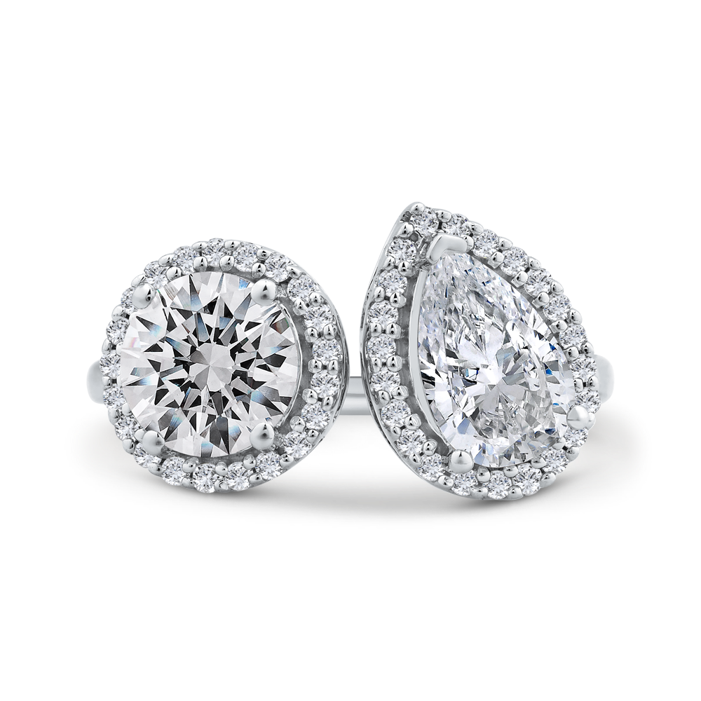 14K White Gold Two stone Diamond Engagement Ring (Semi-Mount)
