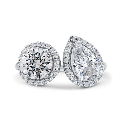 14K White Gold Two stone Diamond Engagement Ring (Semi-Mount)