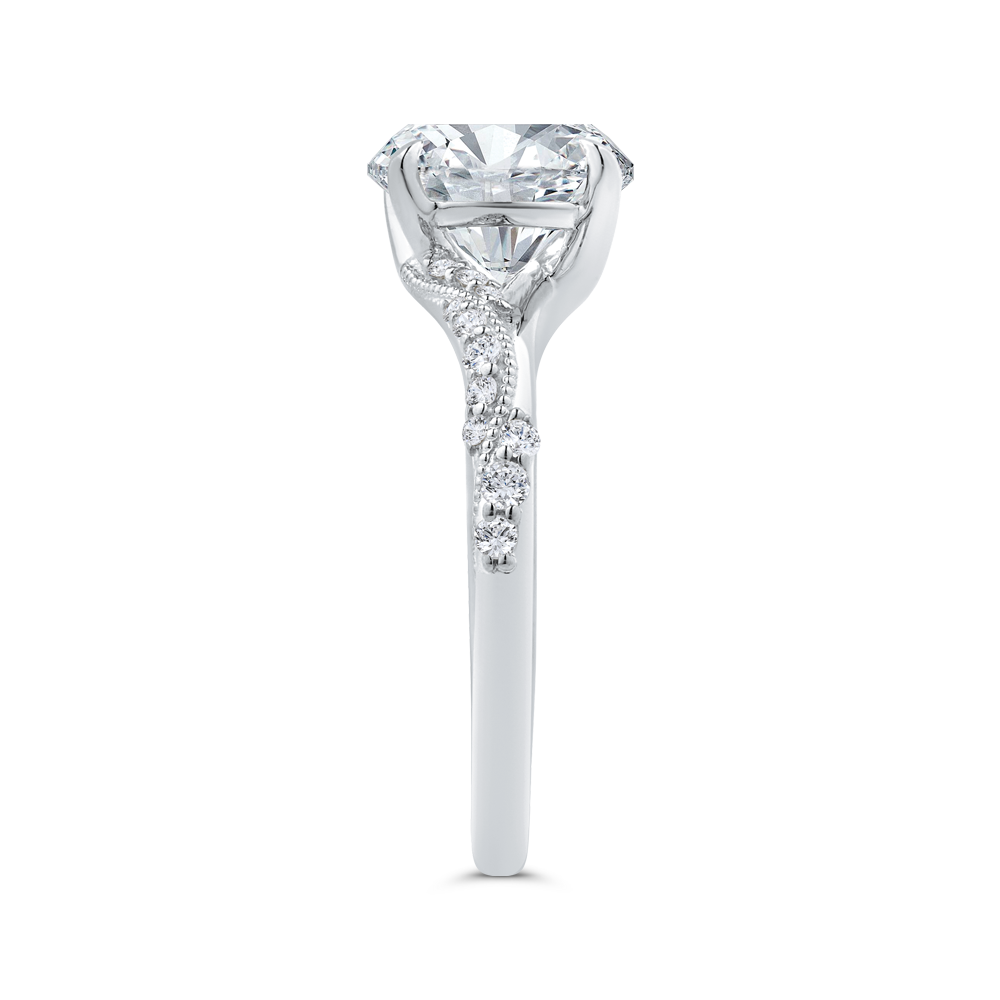 14K White Gold Diamond Engagement Ring (Semi-Mount)