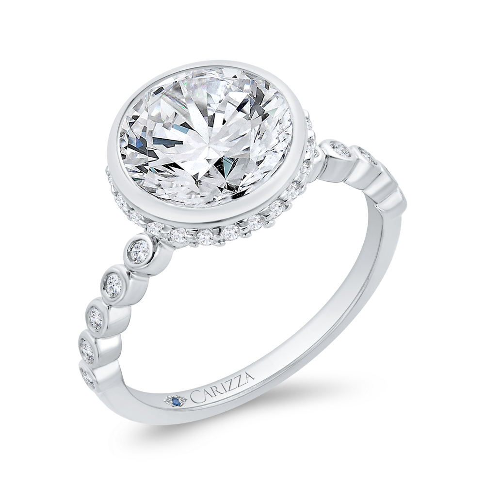 14K White Gold Diamond Engagement Ring (Semi-Mount)