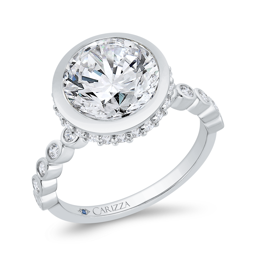14K White Gold Diamond Engagement Ring (Semi-Mount)