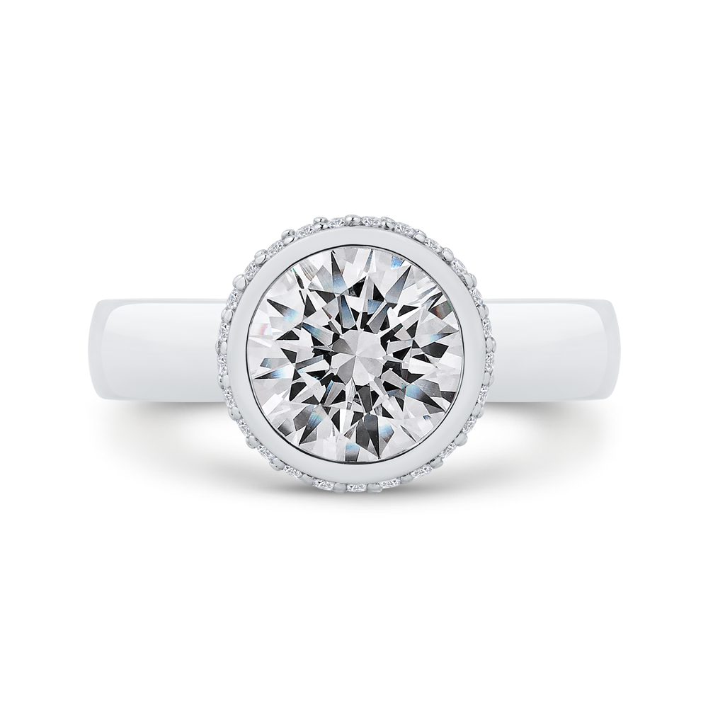 14K White Gold Diamond Engagement Ring (Semi-Mount)