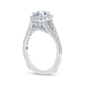 14K White Gold Pear Diamond Halo Engagement Ring with Split Shank (Semi-Mount)