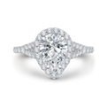14K White Gold Pear Diamond Halo Engagement Ring with Split Shank (Semi-Mount)