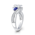 Pear Cut Diamond Engagement Ring with Sapphire in 14K White Gold (Semi-Mount)