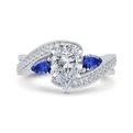 Pear Cut Diamond Engagement Ring with Sapphire in 14K White Gold (Semi-Mount)