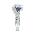 Pear Cut Diamond Engagement Ring with Sapphire in 14K White Gold (Semi-Mount)