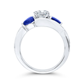 Pear Cut Diamond Engagement Ring with Sapphire in 14K White Gold (Semi-Mount)