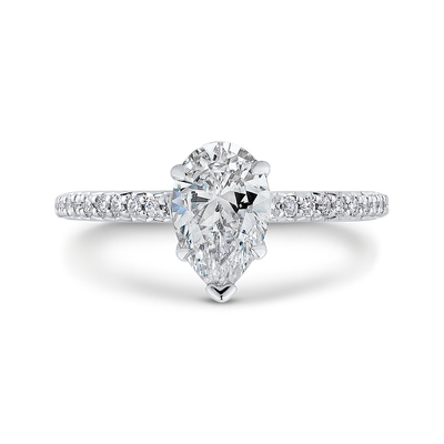 Pear Cut Diamond Engagement Ring in 14K White Gold (Semi-Mount)