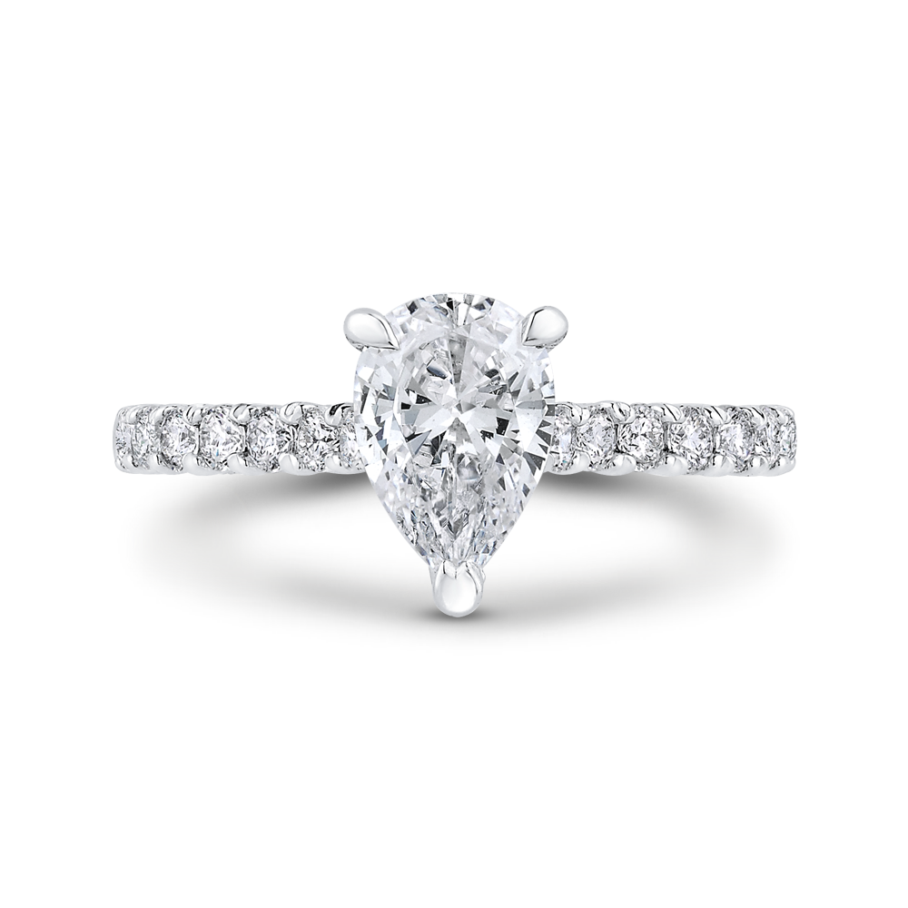14K White Gold Pear Diamond Engagement Ring (Semi-Mount)