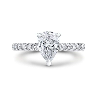 14K White Gold Pear Diamond Engagement Ring (Semi-Mount)