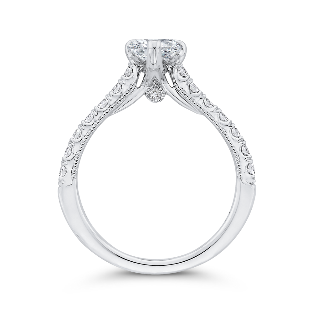 14K White Gold Pear Diamond Engagement Ring (Semi-Mount)