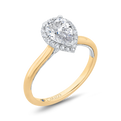 14K Two-Tone Gold Pear Diamond Halo Engagement Ring (Semi-Mount)