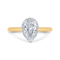 14K Two-Tone Gold Pear Diamond Halo Engagement Ring (Semi-Mount)