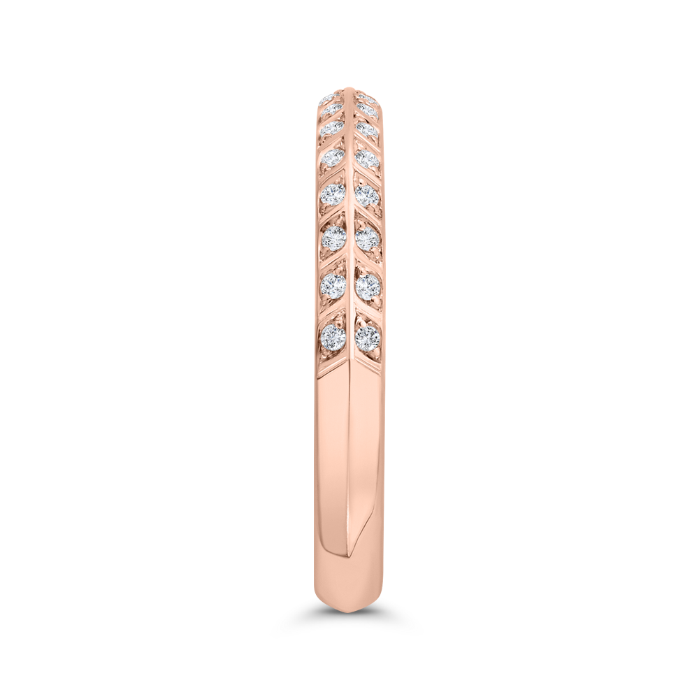 Double Row Diamond Wedding Band with Round Shank in 14K Rose Gold
