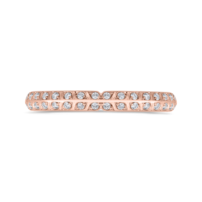 Double Row Diamond Wedding Band with Round Shank in 14K Rose Gold