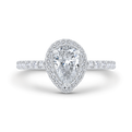 14K White Gold Pear Diamond Double Halo Engagement Ring  (Semi-Mount)