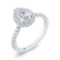 14K White Gold Pear Diamond Double Halo Engagement Ring  (Semi-Mount)